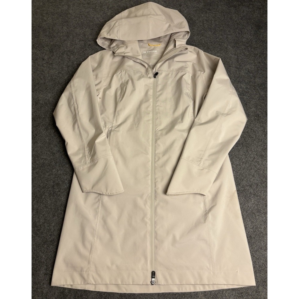 Lole Le Element Women's Hooded Rain Jacket Coat Beige Size M